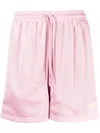 Advisory Board Crystals Logo-embroidered Mesh Track Shorts In Pink
