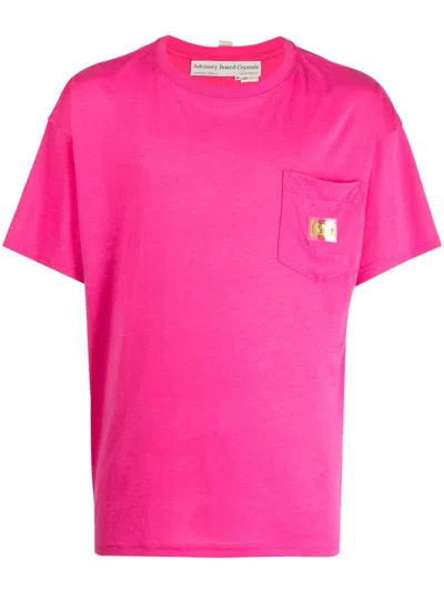 Advisory Board Crystals Logo-plaque Boat-neck T-shirt In Pink