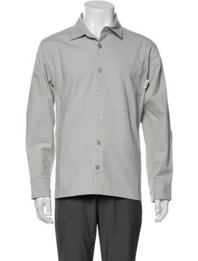 Pre-owned Advisory Board Crystals Long Sleeve Dress Shirt In Gray