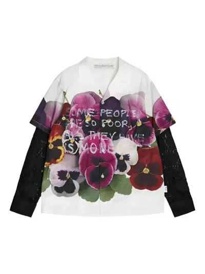 Advisory Board Crystals Pansy-print Double-layer Shirt In Multi