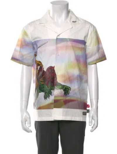 Pre-owned Advisory Board Crystals Printed Short Sleeve Shirt In White