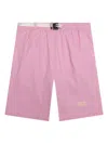 Advisory Board Crystals Pull-tab Pocketed Shorts In Pink