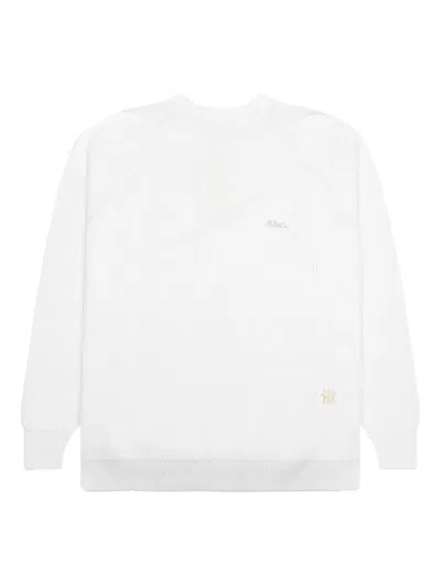 Advisory Board Crystals Ribbed Crew-neck Sweater In White