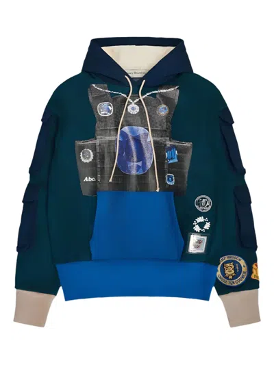 Advisory Board Crystals Sapphire-print Pocket Hoodie In Blue