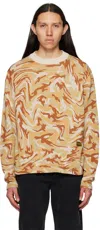 Advisory Board Crystals Tan Warped Camo Sweatshirt In Feldspar Ecru