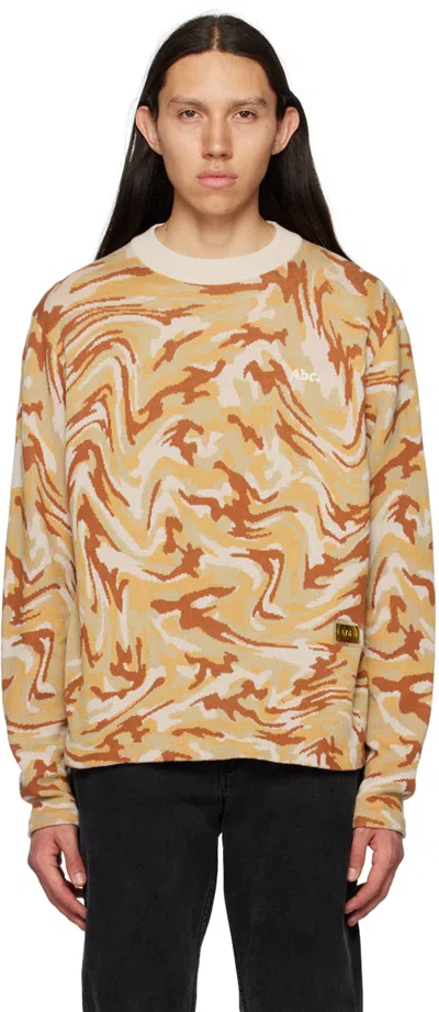 Advisory Board Crystals Tan Warped Camo Sweatshirt In Feldspar Ecru