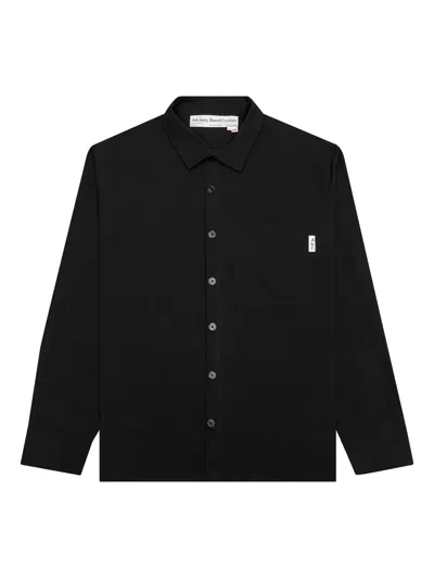 Advisory Board Crystals Textured Button-cuff Shirt In Black