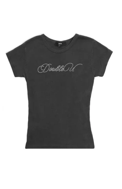 Adw Women's Grey Doubleu Baby Tee In Washed Grey