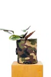 Adw Waxed Camo Plant Pot Cover In Multi
