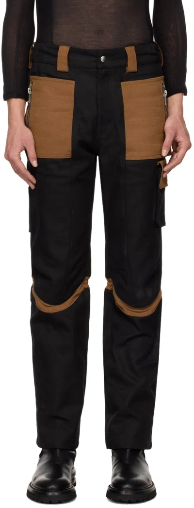 Adyar Ssense Exclusive Black & Tan Utility Cargo Pants In Ocre/black