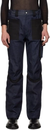 Adyar Ssense Exclusive Indigo & Black Utility Cargo Pants In Mix Denim