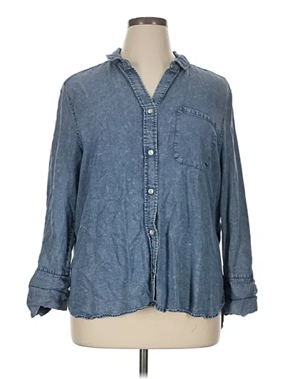 Pre-owned Adyson Parker Long Sleeve Button Down Shirt In Blue
