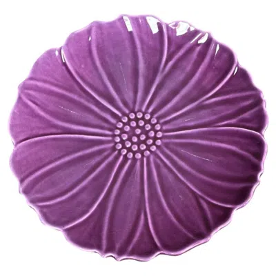 Pre-owned Aegitna Vallauris Mid-century Purple Majolica Flower Platter