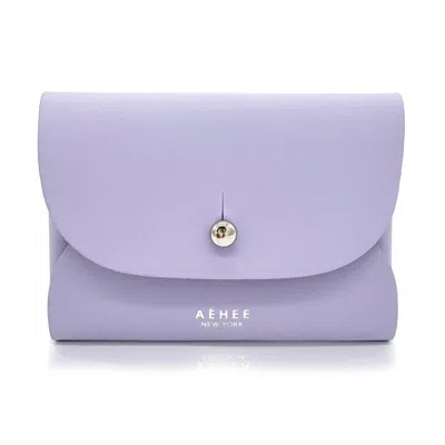Aéhee New York Pink / Purple Women's Leather Minimal Card Holder Wallet- Lavender In Gray