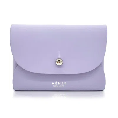 Aéhee New York Purple Women's Leather Minimal Card Holder Wallet- Lavender