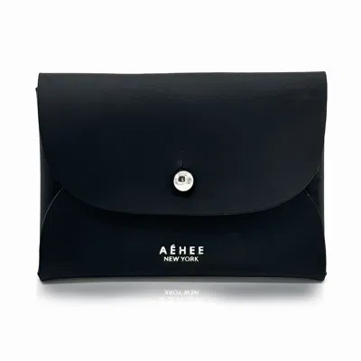 Aéhee New York Women's Leather Minimal Card Holder Wallet- Black