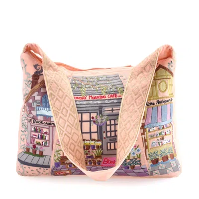 Aeka Boho Woman Women's Neutrals The Chelsea Luxe Tote - Peach - Oversized Embroidered Velvet Bag In Orange