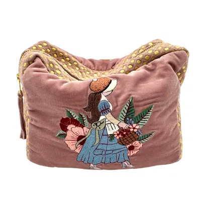Aeka Boho Woman Women's Pink / Purple The Willow Cloud Pouch - Dusty Rose - Extra Plush Embroidered Velvet Pouch