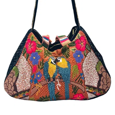 Aeka Boho Woman Women's The Malibu Luxe Hobo  - Hand Embroidered Hobo Bag One Of A Kind In Blue