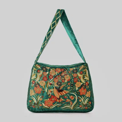 Aeka Boho Woman Women's The Selena Tote - Luxurious Handcrafted Green Velvet Tote Bag
