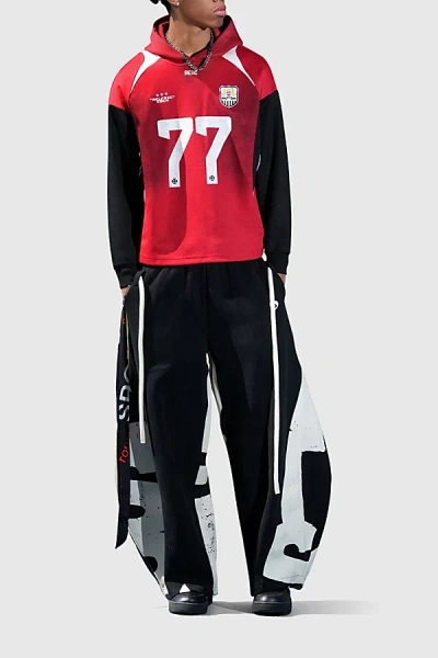Aelfric Eden 77 Color Blocking Pullover Hoodie In Red, Men's At Urban Outfitters