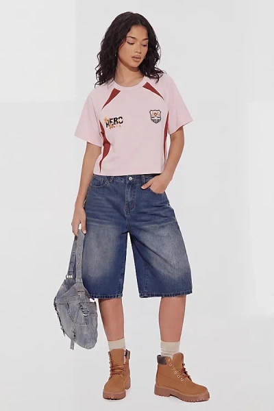 Aelfric Eden 77 Graphic Football Jersey Tee In Pink, Women's At Urban Outfitters In Blue