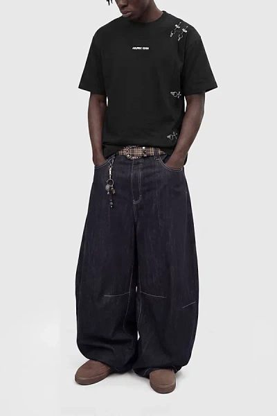 Aelfric Eden Boxy Metal Button Tee In Black, Men's At Urban Outfitters