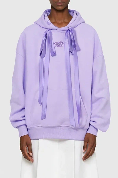 Aelfric Eden Cherry Bow Embroidery Hoodie In Purple, Women's At Urban Outfitters