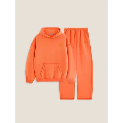 Aelfric Eden Cloud Essential Fleece Pullover Hoodie Super Baggy Set In Orange