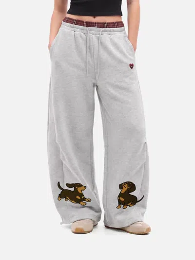 Aelfric Eden Dachshund Double Waist Baggy Barrel Sweatpants In Multi