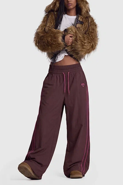Aelfric Eden Double Waist Baggy Barrel Trackpants In Red, Women's At Urban Outfitters In Brown