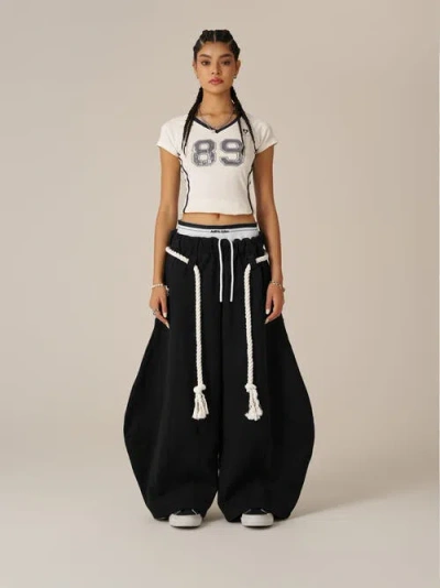Aelfric Eden Double Waist Super Baggy Barrel Sweatpants In Black