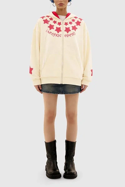 Aelfric Eden Eden Star Zip Up Hoodie In Apricot, Women's At Urban Outfitters In Neutral