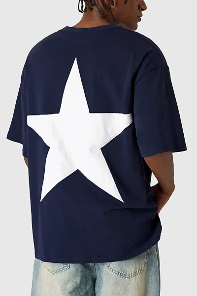 Aelfric Eden Embroidery Star Tee In Dark Blue, Men's At Urban Outfitters