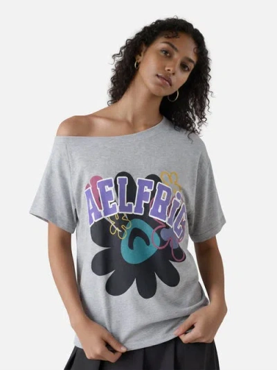 Aelfric Eden Flower Off-the-shoulder Tee In Gray
