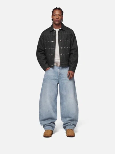 Aelfric Eden Inverted Graphic Baggy Barrel Jeans In Blue