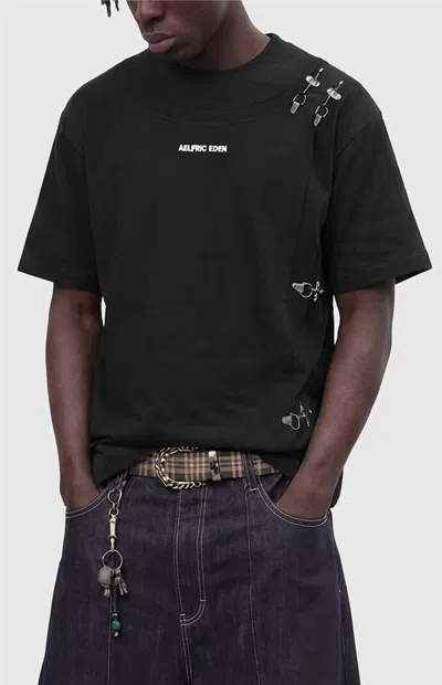 Aelfric Eden Men's Boxy Metal Button T-shirt In Black