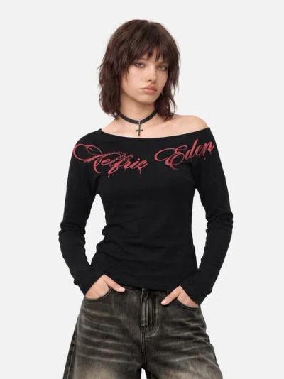 Aelfric Eden Off The Shoulder Long Sleeve Tee In Black
