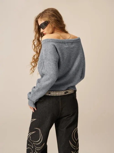 Aelfric Eden Off-the Shoulder Cardigan In Gray
