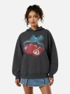 Aelfric Eden Oversized Cherry Pattern Pullover Hoodie In Gray