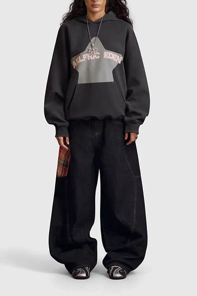 Aelfric Eden Oversized Colorful Star Pullover Hoodie In Dark Grey, Women's At Urban Outfitters In Gray