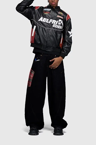 Aelfric Eden Racing Leather Jacket In Black, Men's At Urban Outfitters