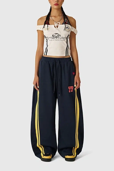 Aelfric Eden Stripe Baggy Barrel Sweatpants In Dark Blue, Women's At Urban Outfitters