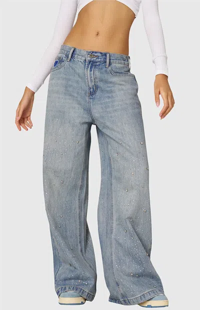 Aelfric Eden Women's Rhinestone Baggy Jeans In Blue