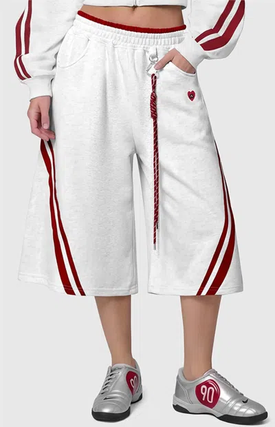 Aelfric Eden Women's Striped Longline Sweat Shorts In Gray In White