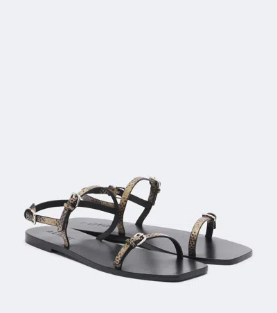 A.emery A. Emery Adley Snake-effect Leather Sandals In Brown