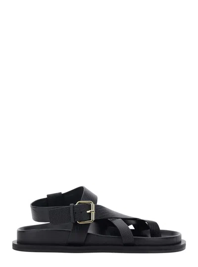 A.emery A. Emery Apermin Criss-cross Strap Leather Sandals With Side Buckle Closure In Black