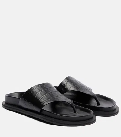 A.emery Imara Croc-effect Leather Thong Sandals In Black