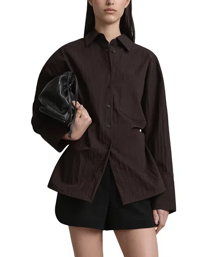 A.emery A. Emery Joyse Cotton Poplin Tie Back Button Up Shirt In Brown