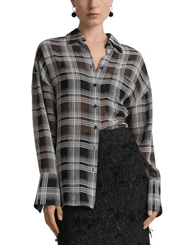 A.emery A. Emery Joyse Sheer Plaid Tie Back Button Up Shirt In Multi